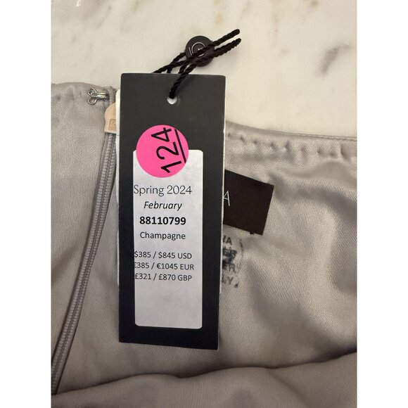 Theia Silvia Bateau Beaded Midi Dress Tan Metallic Sample Size 0  $845 [jb] - Picture 6 of 12